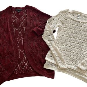 Elegant Burgundy and Cream Sweater Set